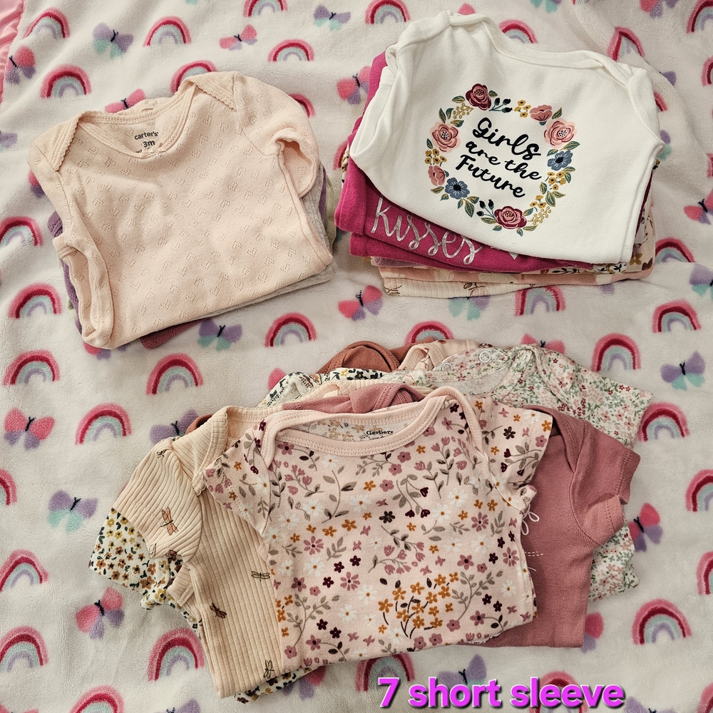 Girls' Floral and Graphic Print Tops - Pink and White
